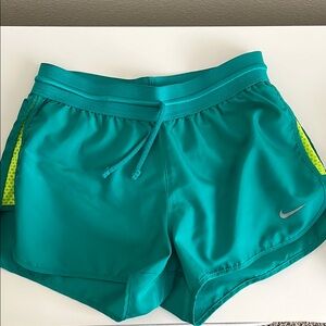Nike Women's Teal and Yellow Shorts